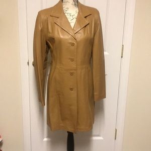 Mid Length Women’s leather coat with belt